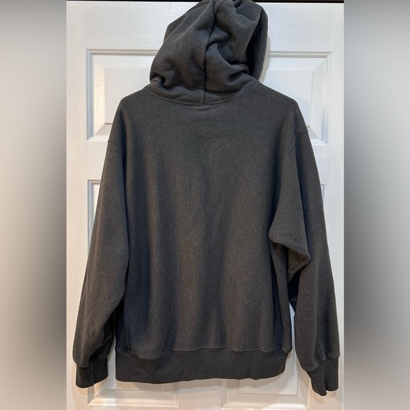 Champion Reverse Weave Dark Gray Hoodie Sz L Heavyweight Pullover Sweatshirt - Picture 4 of 10